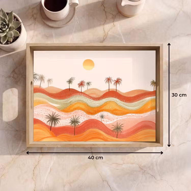 Bandeja - Paisaje abstracto - Palmeras - Colorido — 7