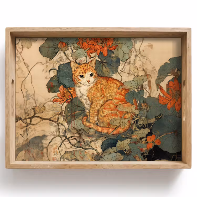 Bandeja - Gato - Ornamental - Flores — 1