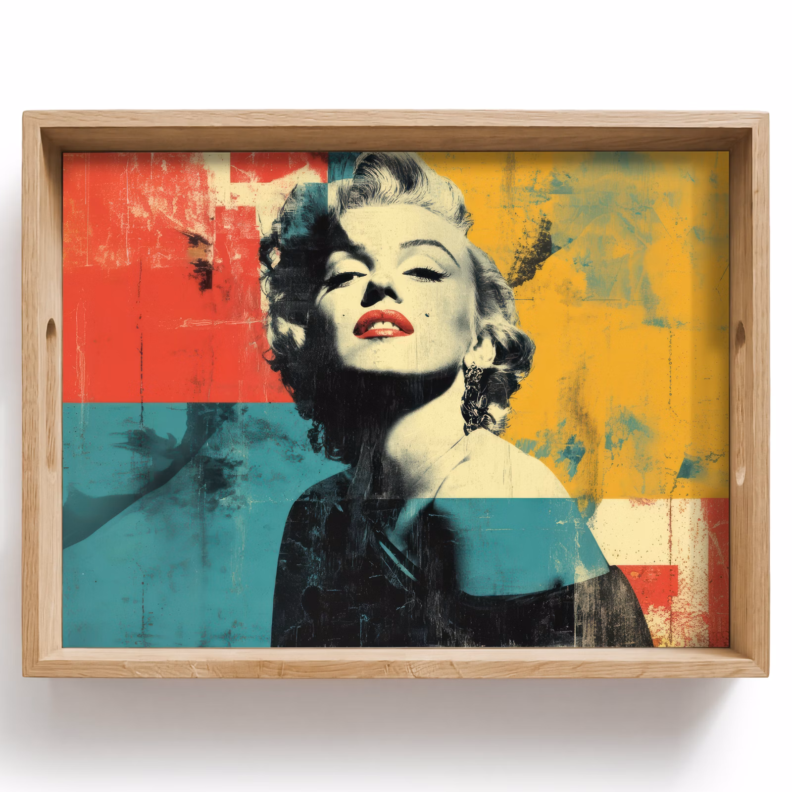 Bandeja - Mujer - Labios rojos - Campos de color abstractos - Estilo pop art — 1