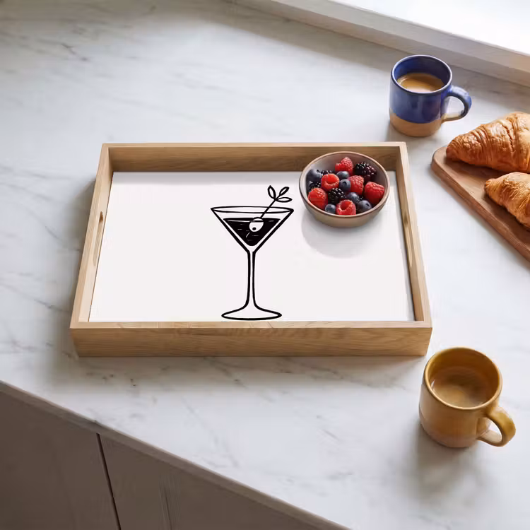 Bandeja - Cóctel - Vidrio - Oliva - Minimalista — 3
