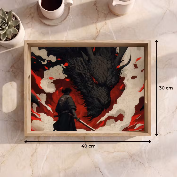 Bandeja - Guerrero - Dragón - Negro - Rojo - Humo — 7