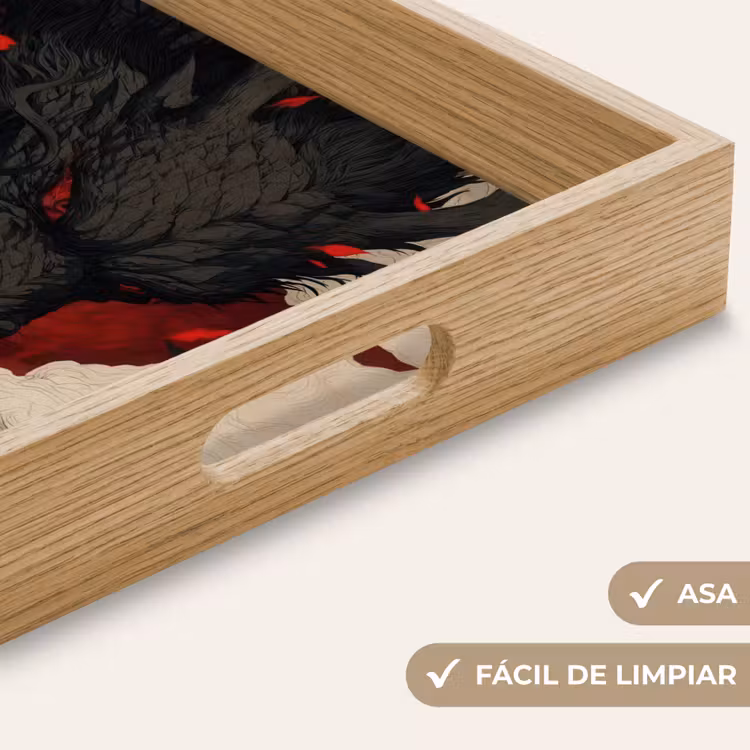 Bandeja - Guerrero - Dragón - Negro - Rojo - Humo — 8