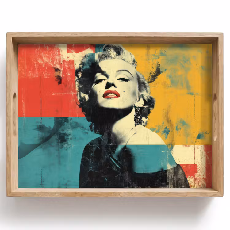 Bandeja - Mujer - Labios rojos - Campos de color abstractos - Estilo pop art — 1