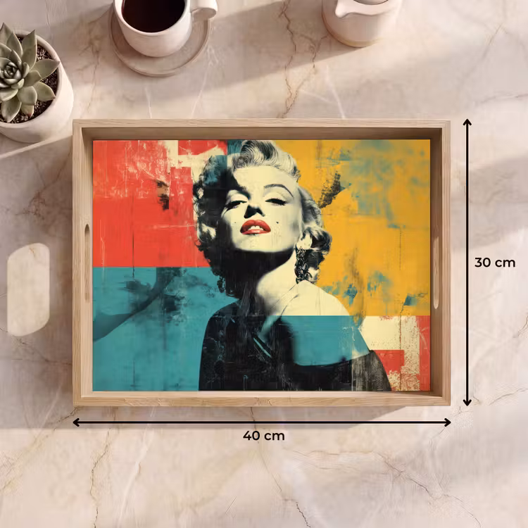 Bandeja - Mujer - Labios rojos - Campos de color abstractos - Estilo pop art — 7