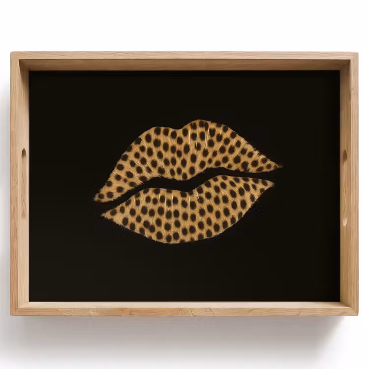 Bandeja - Labio - Negro - Estampado de pantera — 1