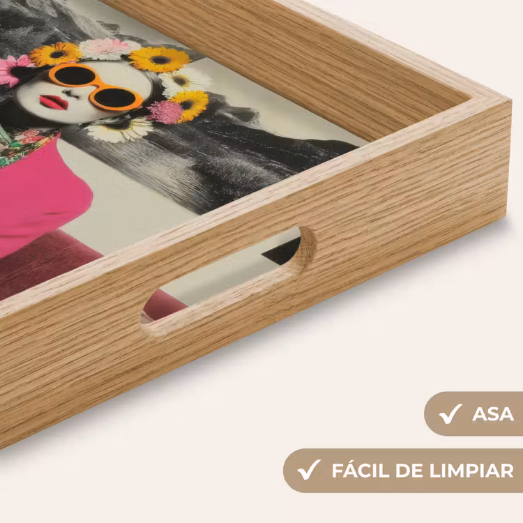 Bandeja - Mujer - Gato - Flores - Taza - Retro — 8