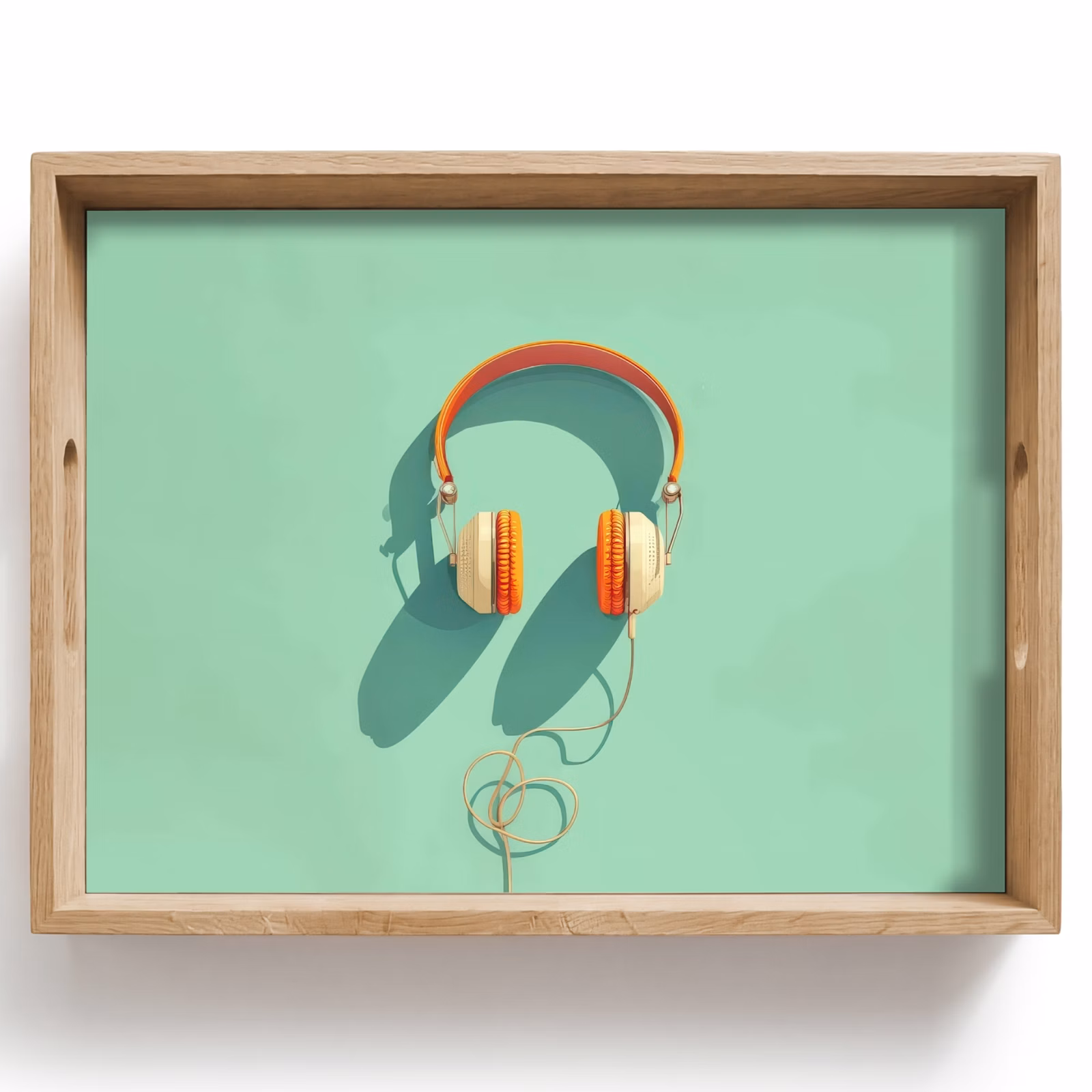 Bandeja - Auriculares - Naranja - Cordón - Minimalista — 1