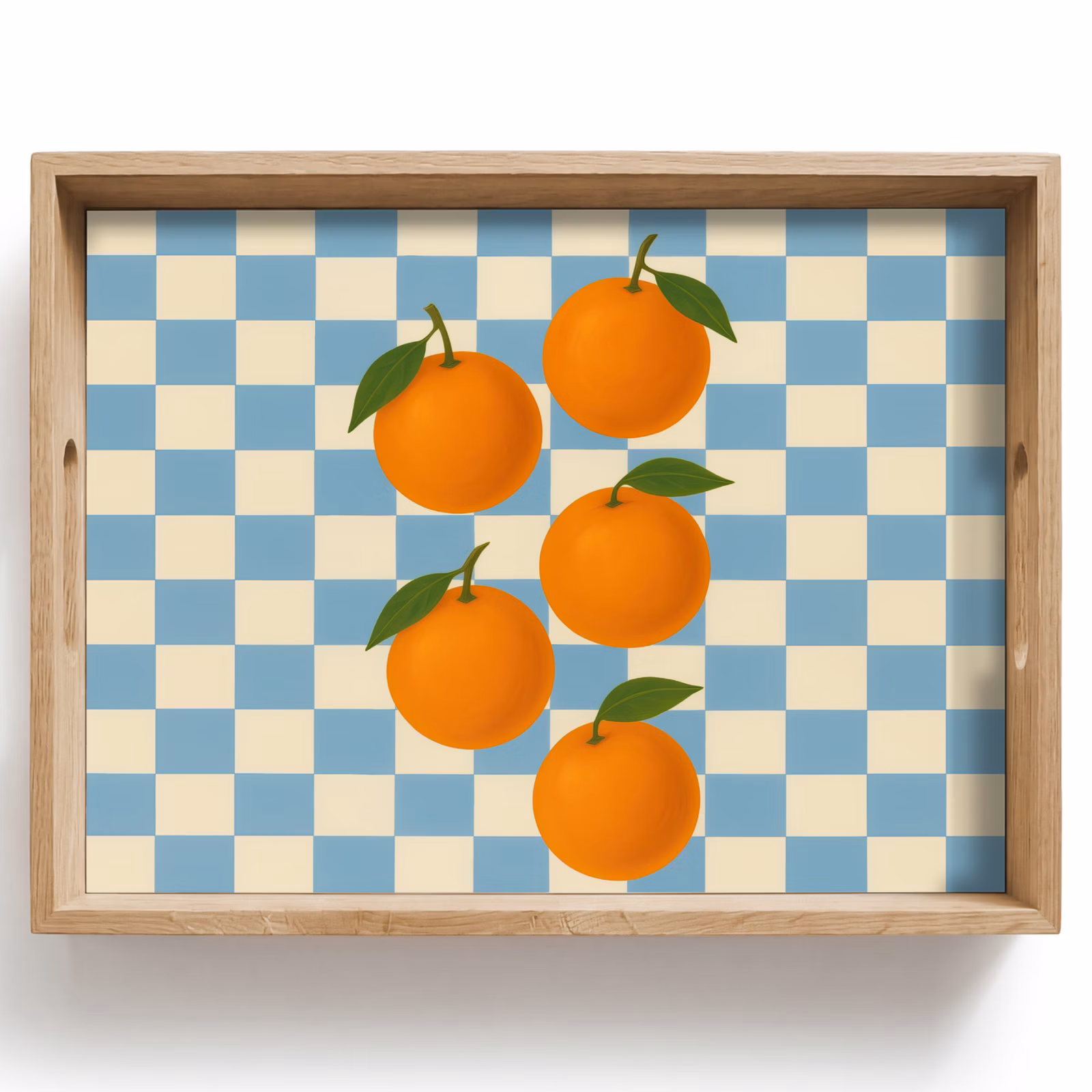 Bandeja - Naranjas - Hojas - Bloqueado - Azul — 1