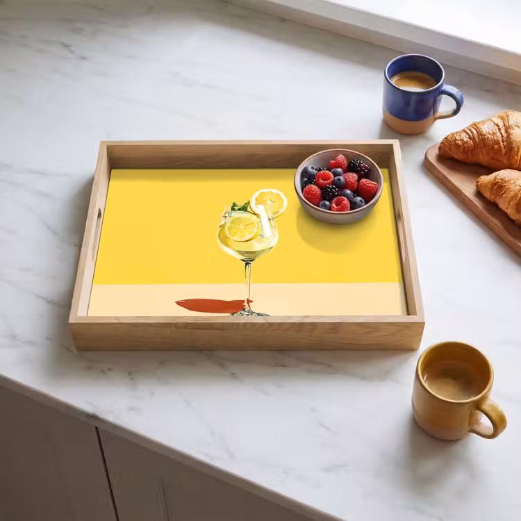 Bandeja - Copa de vino - Limón - Amarillo - Minimalista — 3
