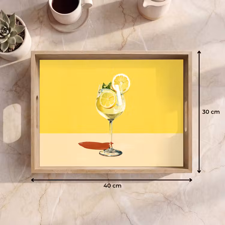 Bandeja - Copa de vino - Limón - Amarillo - Minimalista — 7