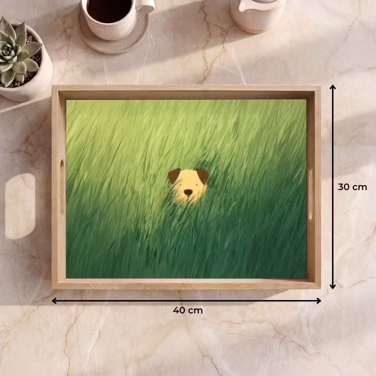 Bandeja - Perro - Hierba - Orejas - Marrón — 7