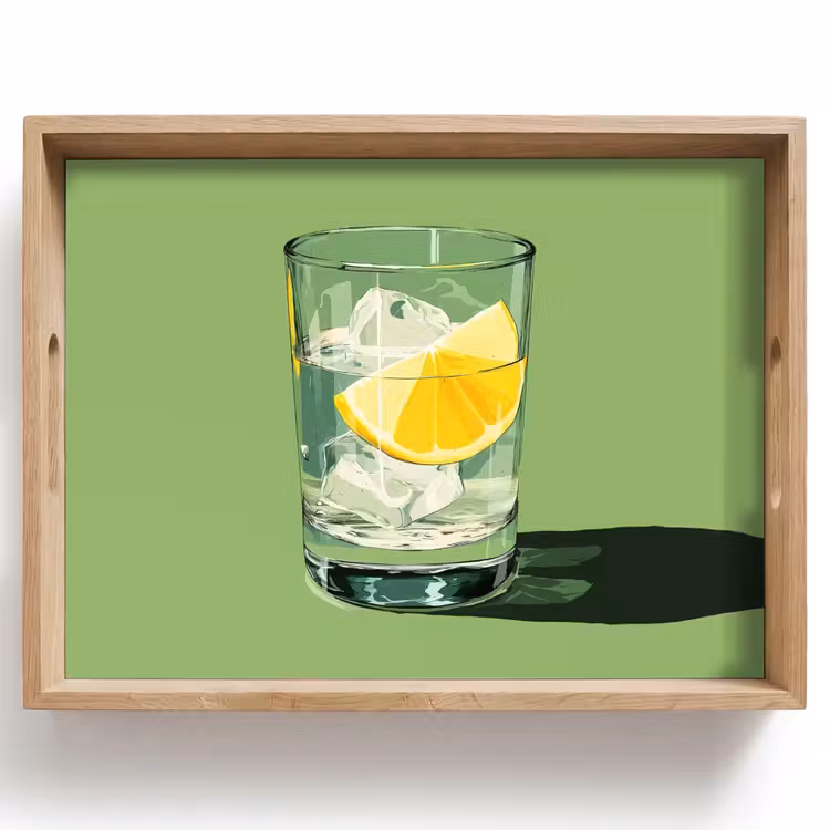 Bandeja - Vaso - Limón - Cubitos de hielo - Verde — 1
