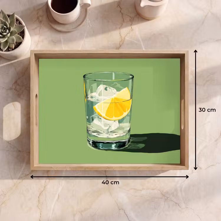 Bandeja - Vaso - Limón - Cubitos de hielo - Verde — 7