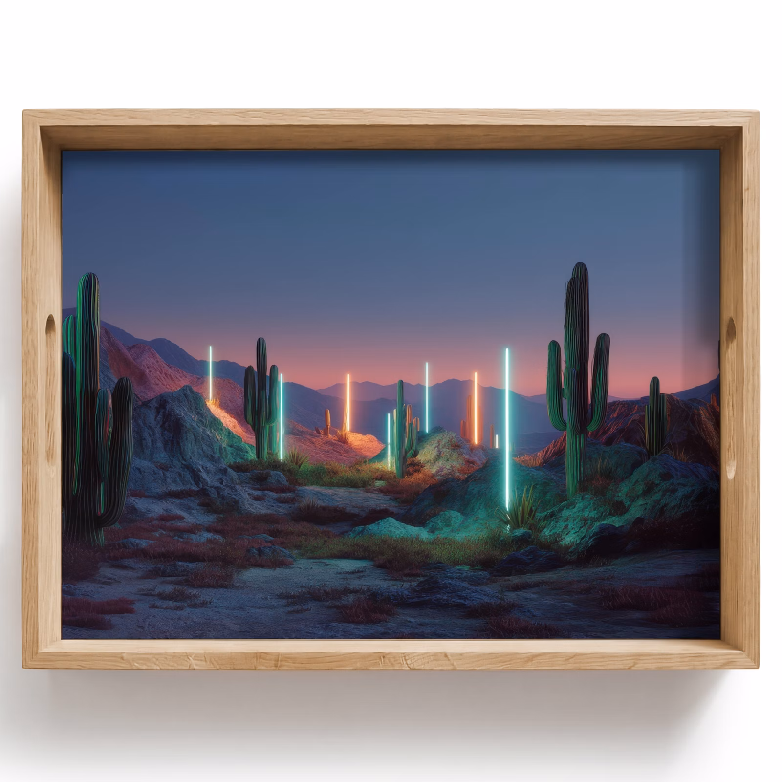 Bandeja - Cactus - Pilares de luz - Puesta de sol — 1