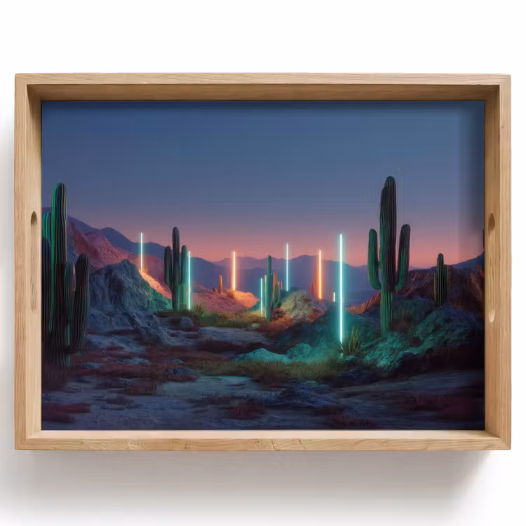 Bandeja - Cactus - Pilares de luz - Puesta de sol — 1