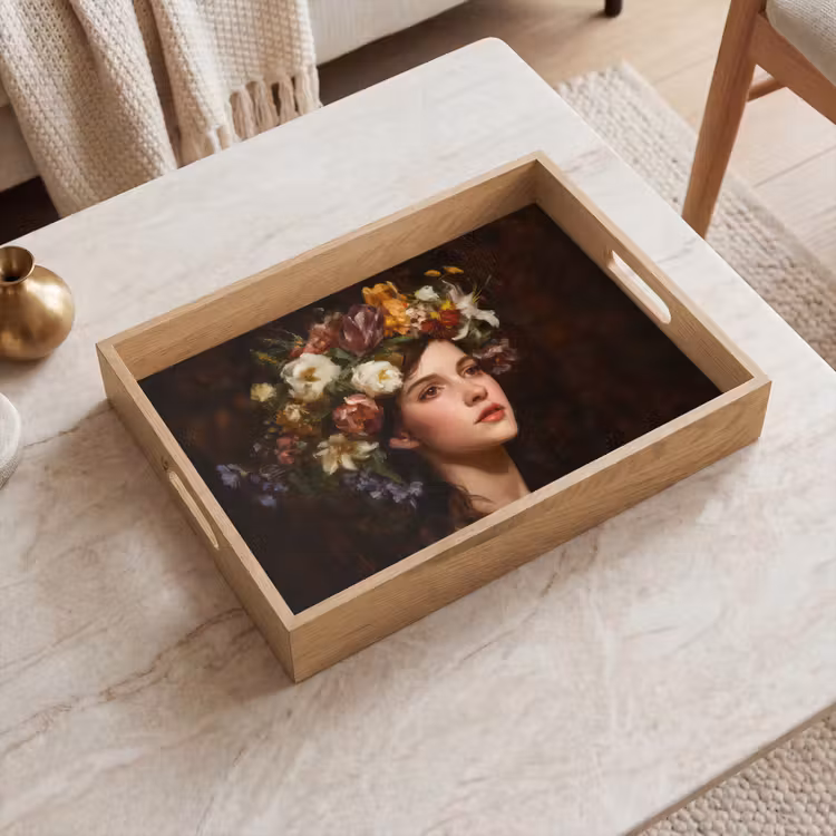 Bandeja - Retrato - Mujer - Flores — 2