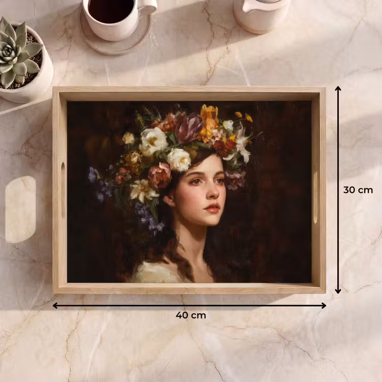 Bandeja - Retrato - Mujer - Flores — 7