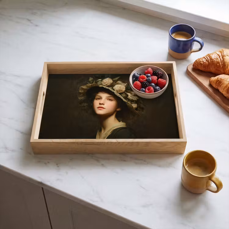 Bandeja - Sombrero de flores - Retrato - Mujer — 3