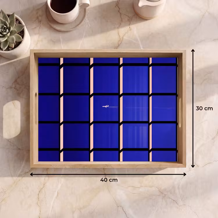 Bandeja - Aeroplane - Plaid - Azul - Rectangular — 7