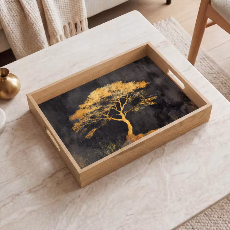 Bandeja - Árbol - Pintura - Oro - Abstracto — 2