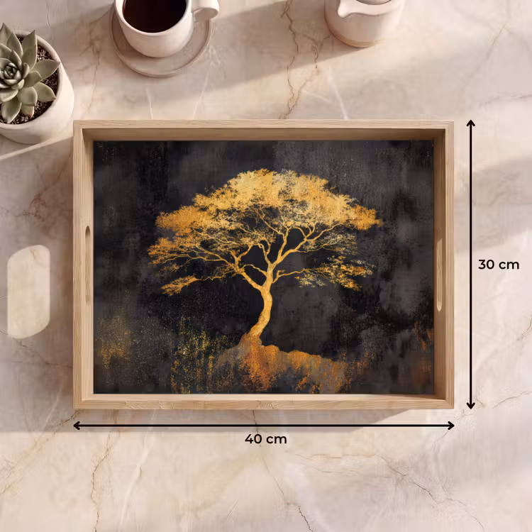 Bandeja - Árbol - Pintura - Oro - Abstracto — 7