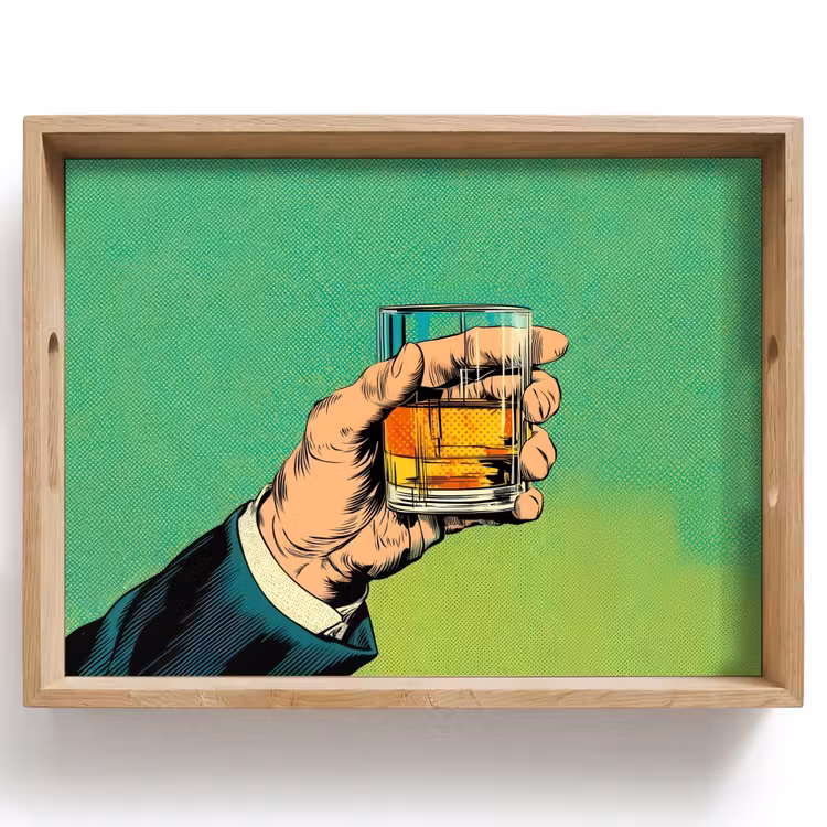 Bandeja - Whisky - Vidrio - Mano - Verde — 1