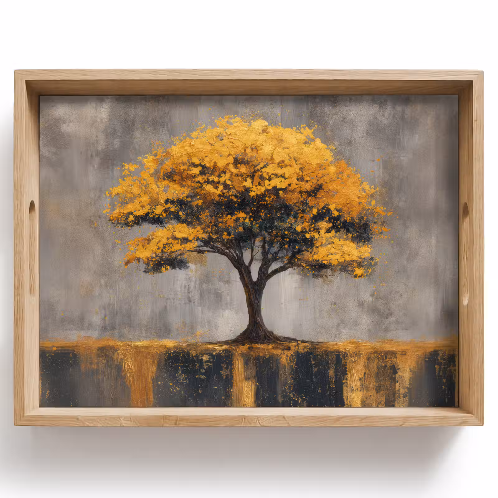 Bandeja - Árbol - Hojas - Oro - Abstracto — 1