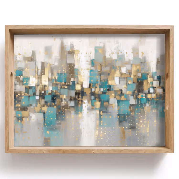 Bandeja - Abstracto - Bloques - Oro - Skyline — 1