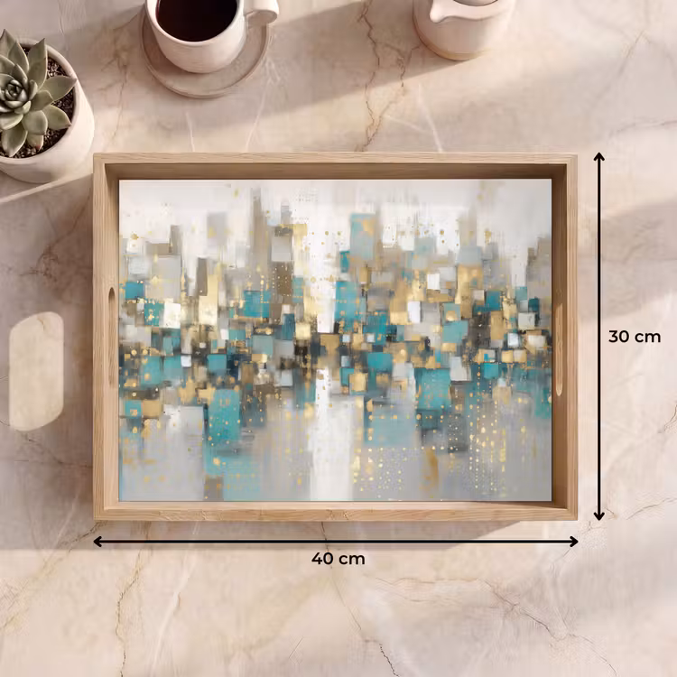 Bandeja - Abstracto - Bloques - Oro - Skyline — 7
