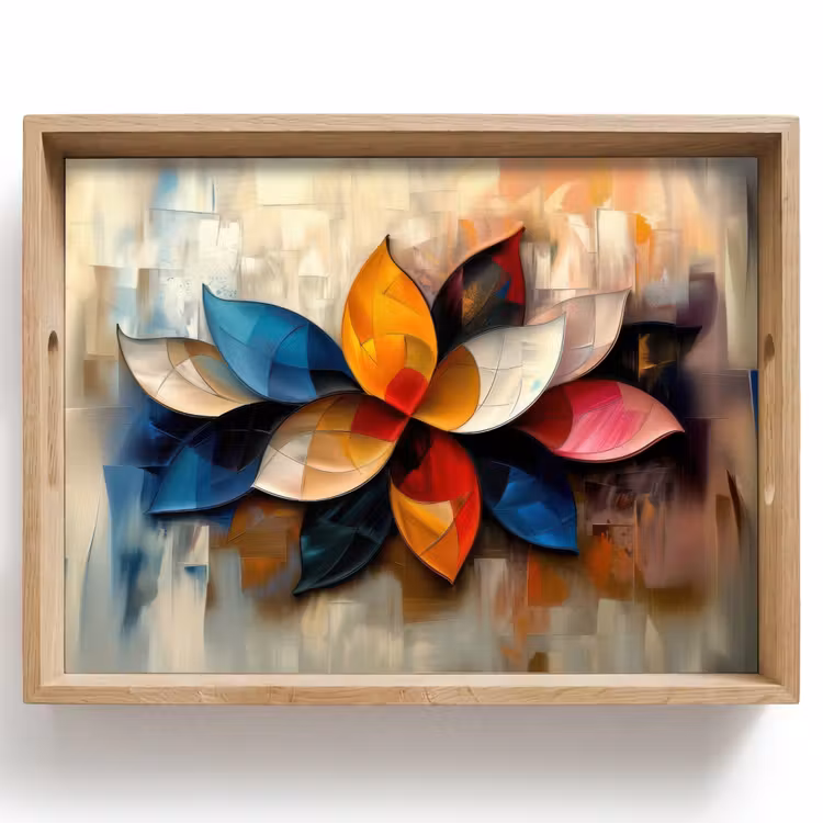 Bandeja - Flor - Abstracto - Colorido - Hojas — 1