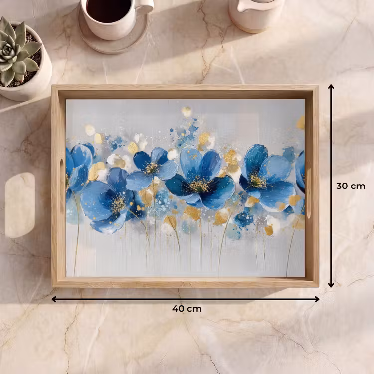Bandeja - Flores - Azul - Abstracto — 7