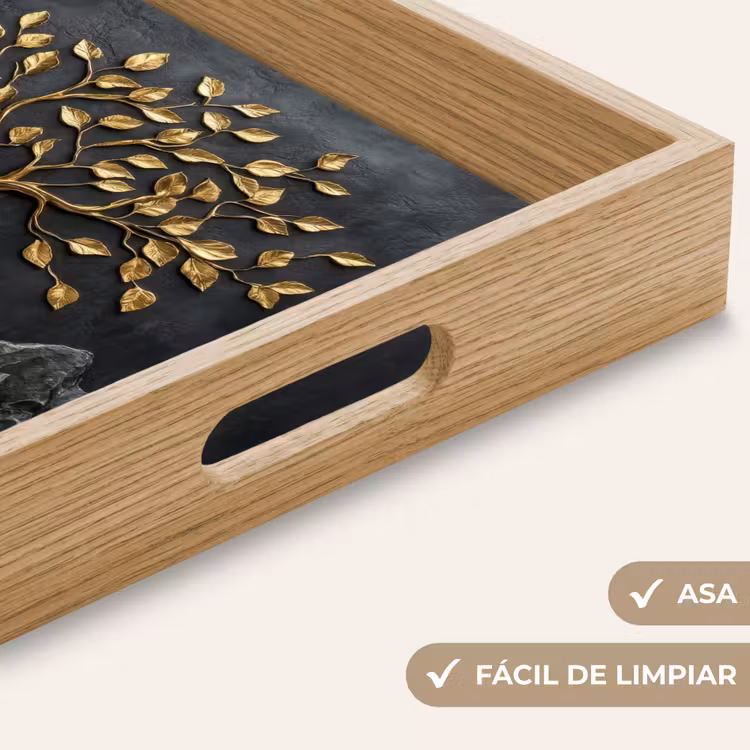 Bandeja - Hojas - Oro - Árbol - Roca — 8