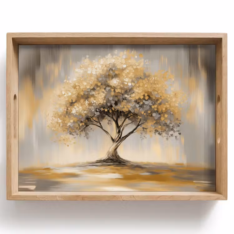 Bandeja - Pintura - Árbol - Abstracto - Hojas — 1