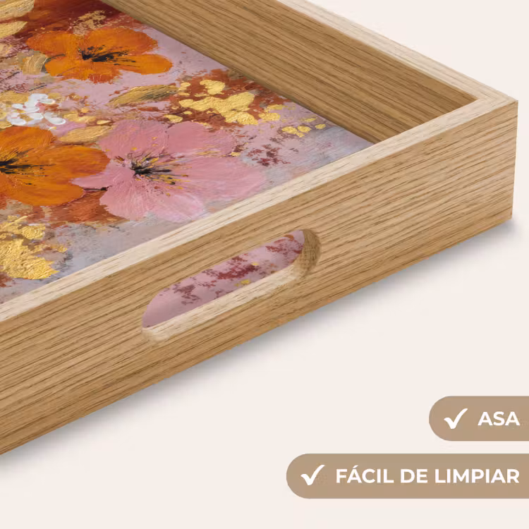 Bandeja - Pintura - Flores - Rústico - Rosa — 8