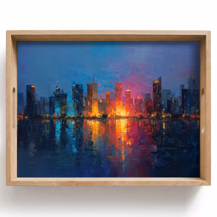 Bandeja - Skyline - Pinceladas - Azul oscuro - Luminoso — 1