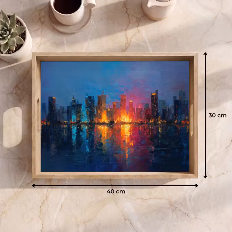 Bandeja - Skyline - Pinceladas - Azul oscuro - Luminoso — 7