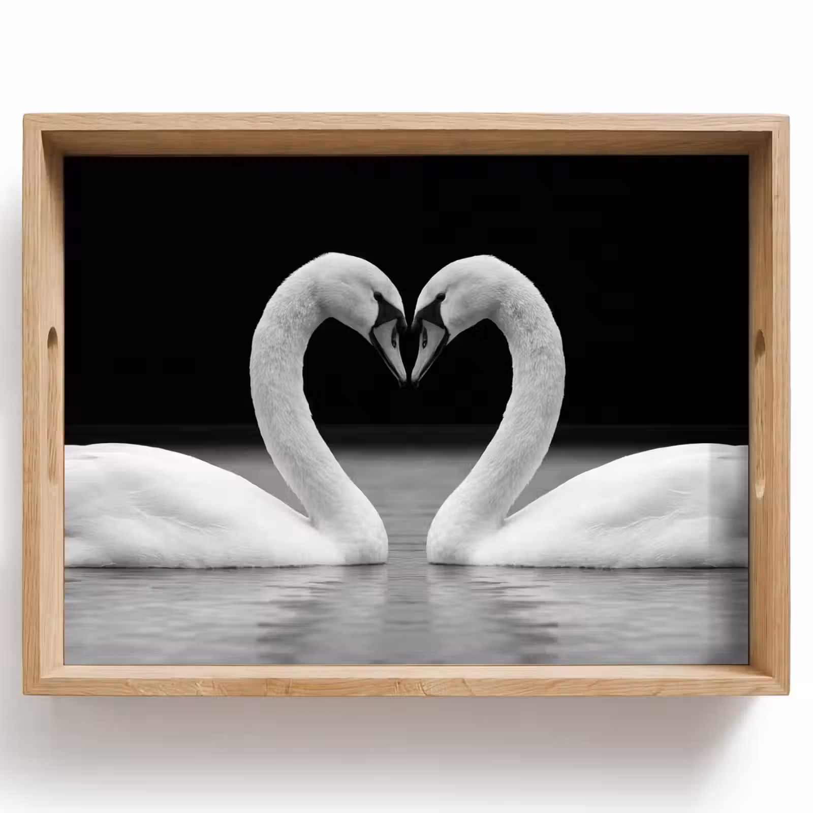 Bandeja - Cisnes - Corazón - Negro - Blanco — 1