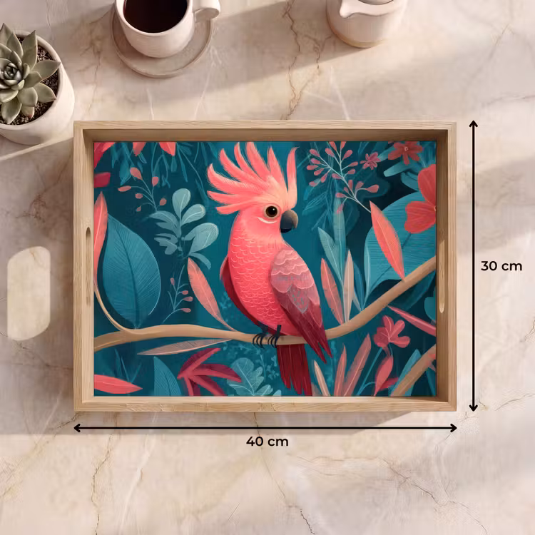Bandeja - Cacatúa - Hojas tropicales - Rama — 7