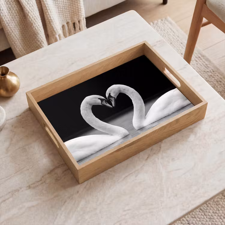 Bandeja - Cisnes - Corazón - Negro - Blanco — 2