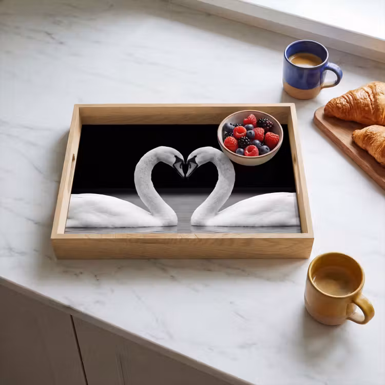 Bandeja - Cisnes - Corazón - Negro - Blanco — 3