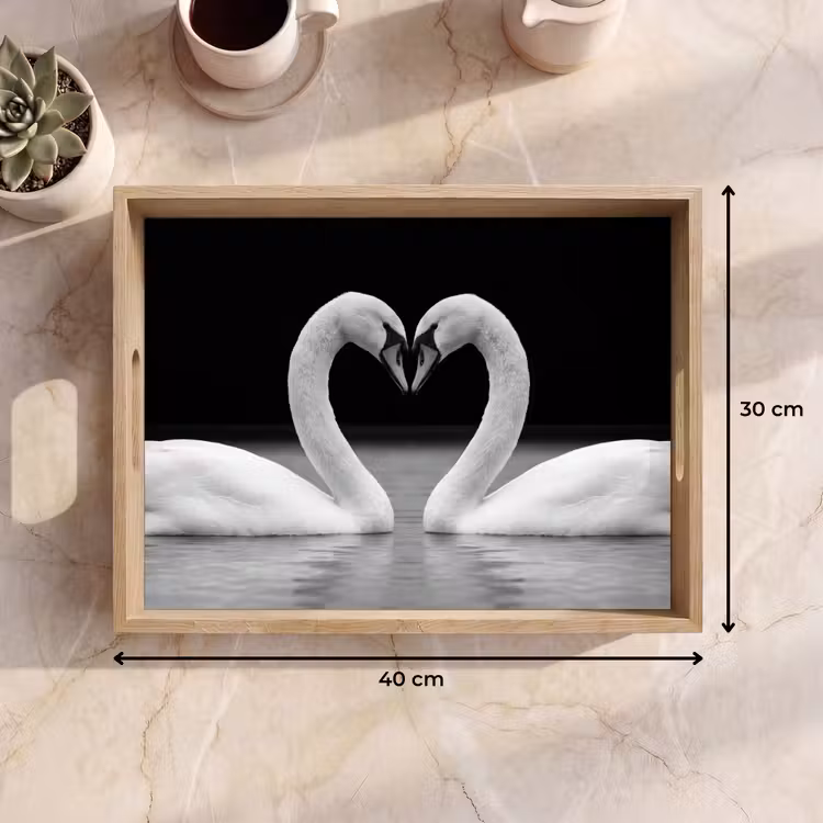 Bandeja - Cisnes - Corazón - Negro - Blanco — 7