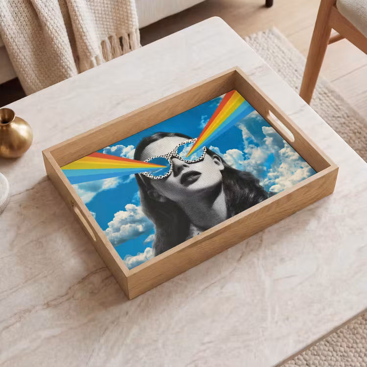 Bandeja - Mujer - Gafas - Arco iris - Nubes — 2