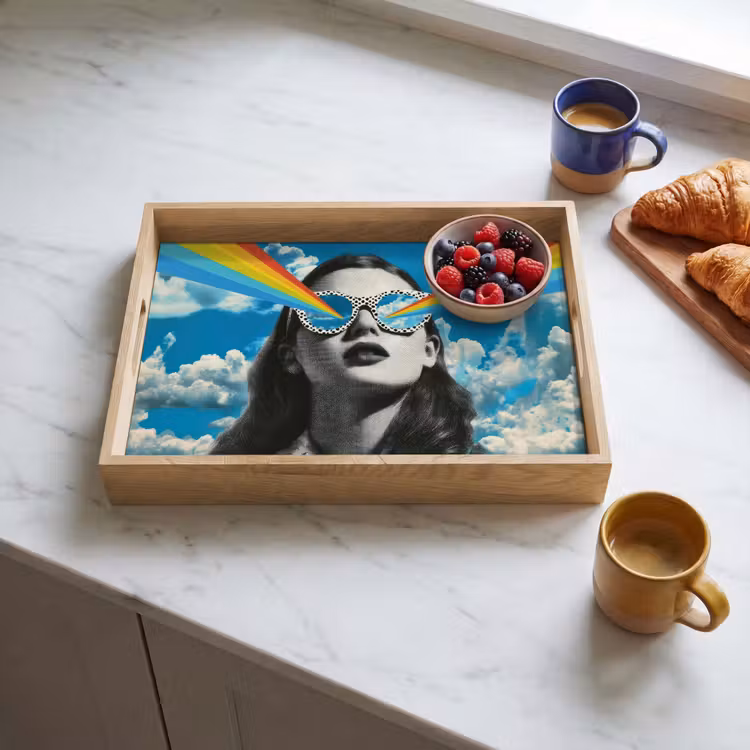 Bandeja - Mujer - Gafas - Arco iris - Nubes — 3