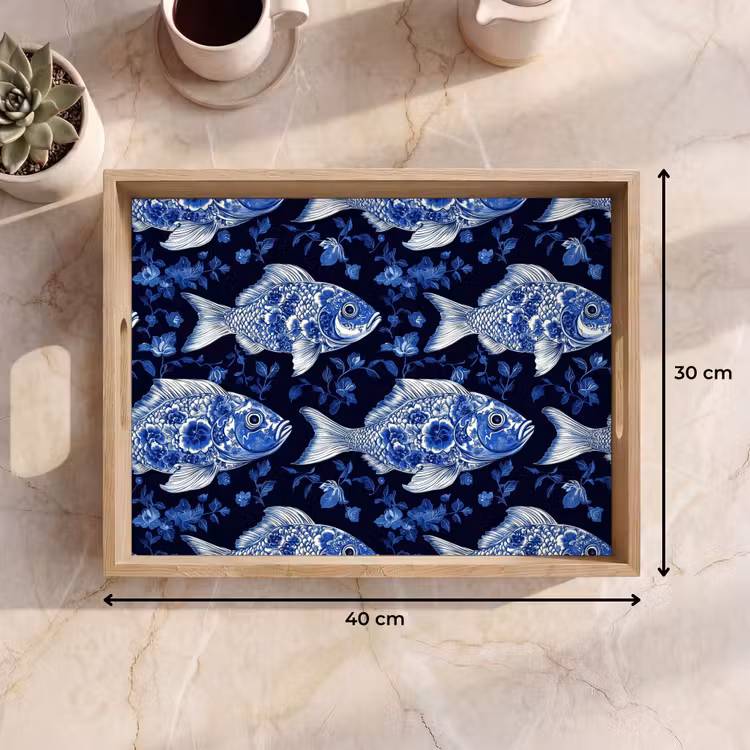 Bandeja - Piscis - Flores - Azul — 7