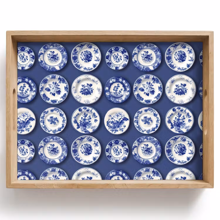 Bandeja - Platos - Floral - Azul — 1