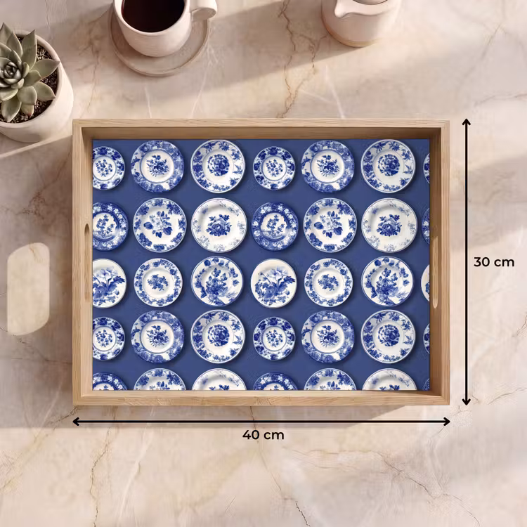 Bandeja - Platos - Floral - Azul — 7