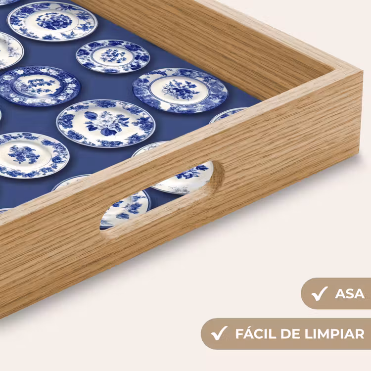Bandeja - Platos - Floral - Azul — 8
