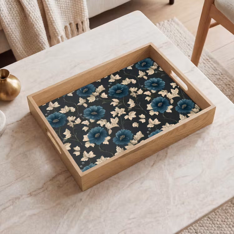 Bandeja - Botánico - Flores - Azul — 2