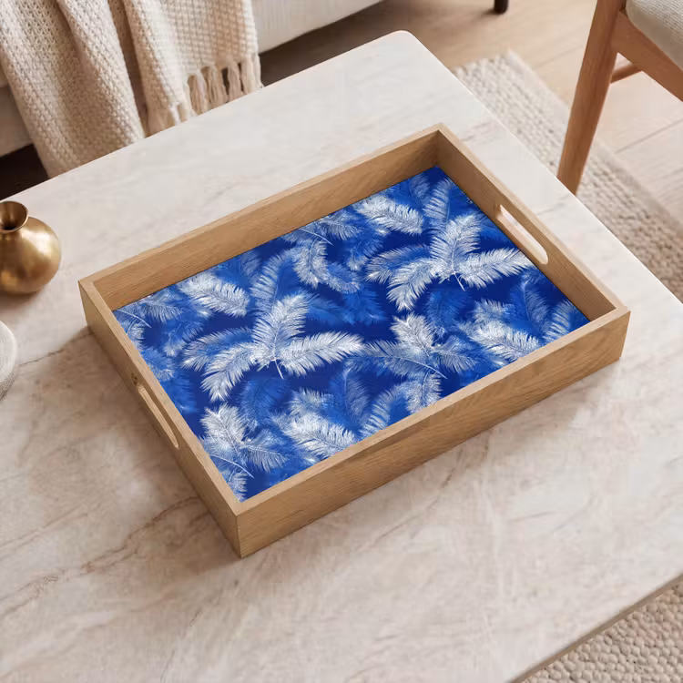 Bandeja - Hoja de palmera - Patrón - Azul — 2