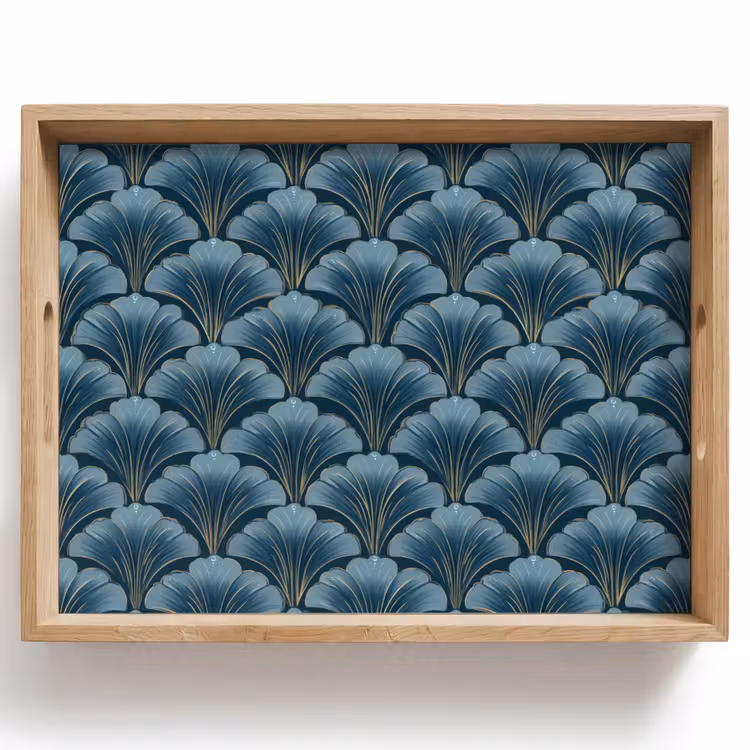 Bandeja - Motivo - Hoja de ginkgo - Azul — 1